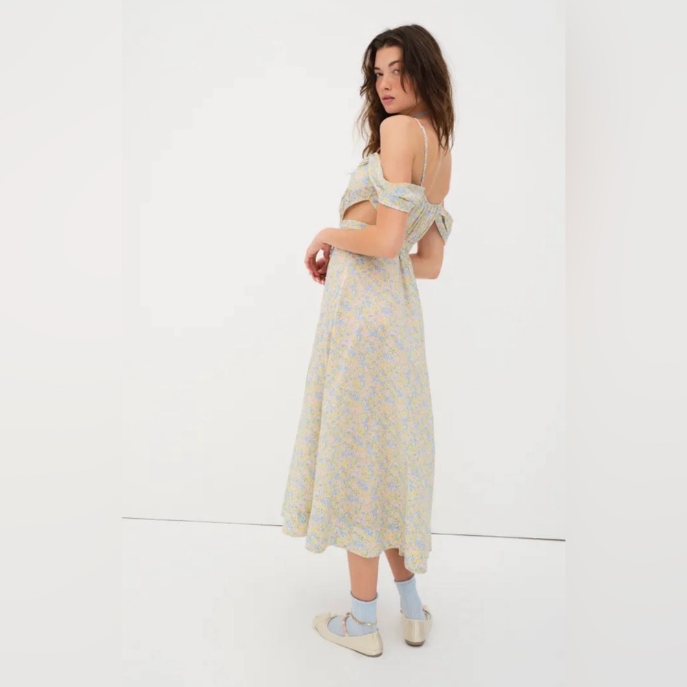 For Love and Lemons Sibylla Cotton Midi Dress, Sun Dress, Full Skirt, Floral, XL - Picture 2 of 7